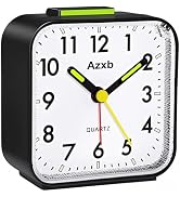 Azxb Analog Alarm Clock, Silent No Ticking Battery Operated Travel Alarm Clock with Night Light, ...