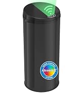 iTouchless 50 Liter / 13 Gallon Sensor Kitchen Trash Can with Odor Filter – Slim Round Black Stai...