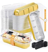 ZOXILEN 30pcs Mini Loaf Pans with Lids and Spoons Aluminum Foil, Disposable 6.8oz Rectangle Mini ...