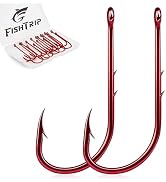 FishTrip Baitholder Fishing Hooks, 100 Pack Bait Holder Hook Double Barbed Offset Long Shank Live...