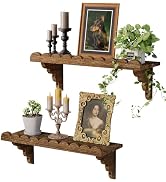 QsQueen Scalloped Wood Wall Shelf – 17 Inch Floating Shelf with Wood Brackets, Easy to Install Ru...