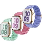 Braided Stretchy Strap Compatible with Kids Apple Watch Band Ultra Series 8 7 6 5 4 3 SE SE2 38mm...