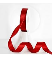 MEEDEE Red Ribbon 1 Inch Red Satin Ribbon Lux Double Faced Satin Ribbons by 50 Yards Polyester Wr...
