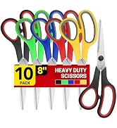 BURVAGY 8" 10 Pack All Purpose Heavy Duty Scissors- Comfort-Grip Sharp Scissors for Office School...