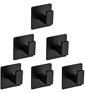 Vanloory Bath Towel Hook,6 Pack Self Adhesive Square Coat Hooks, Sturdy No Drilling Robe Hook, He...