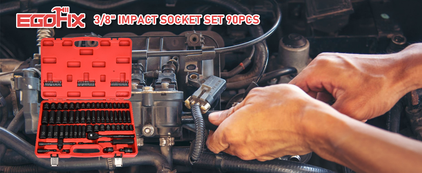 3/8 impact socket set 90 PCS