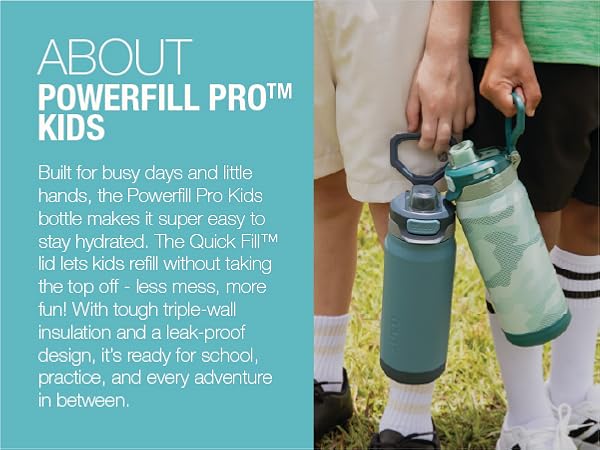 zulu powerfill pro kids stainless steel 18oz water bottle