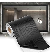 Okxiri 10M Mirror Frame Border Black Wood Grain Removable Peel and Stick Wallpaper, PVC Waterproo...