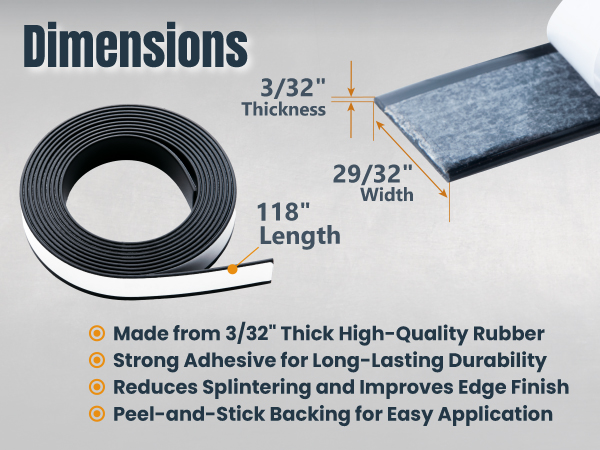 splinter guard replacement strong adhesive peel and stick backing 3/32" Thick 118 Length