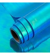 Flyhill Iridescent Blue Wrapping Paper Roll-17inch*32.8ft(46.8sqft- Shiny Gift Wrap for Birthday,...