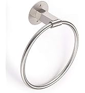 HANZE Bathroom Hand Towel Ring, Wall Mounted Adhesive Hanging Round Towel Circular Holder, Polish...
