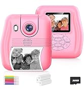 Kids Camera Instant Print, Christmas Birthday Gifts for 3-12 Year Old Girls Boys, 12MP Selfie Dig...