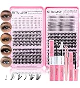 RITALASH Lash Extension Kit Cluster Lashes Kit+Bottom Lashes+Spikes Lash Clusters Eyelash Extensi...