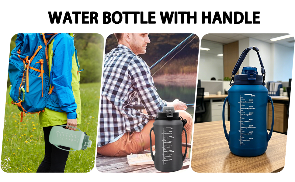 Large Foldable Water Bottle with Handle for Outdoor & Office