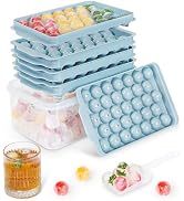Optish 3 Pack Ice Trays for Freezer, 99 PCS Ice Cube Tray with Lid and Bin, Round Ice Cube Mold, ...