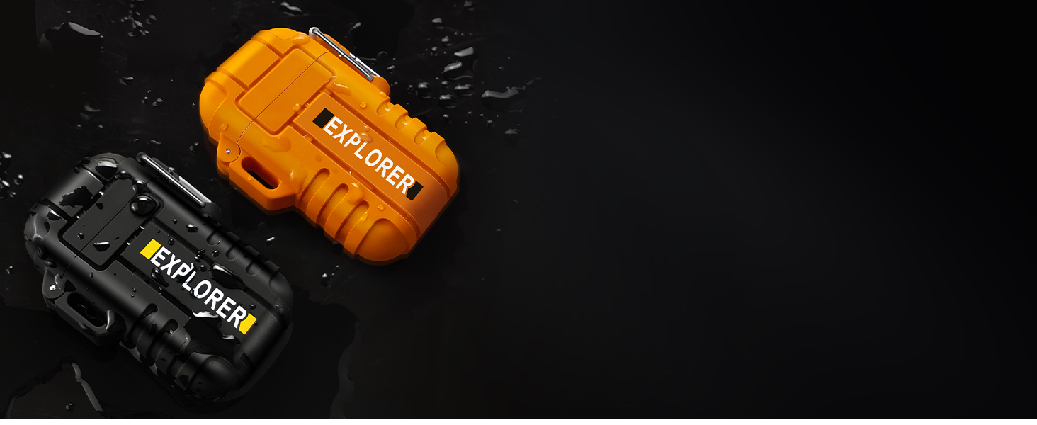 Two rugged protective cases shown in orange and black colors against dark background, featuring industrial-style design.