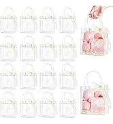 Ohuimrt 30 PCS Clear Plastic Gift Bags with Handles, Reusable Party Favor Bags with Ribbon Transp...