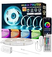 PAUTIX RGB COB LED Strip Light 16.4ft/5m,UL Listed 840LEDs/m 24V Color Changing Strip Light,Work ...