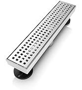 WEBANG 12 Inch Shower Linear Brushed Drain Rectangular Floor Drain with Accessories Square Hole P...