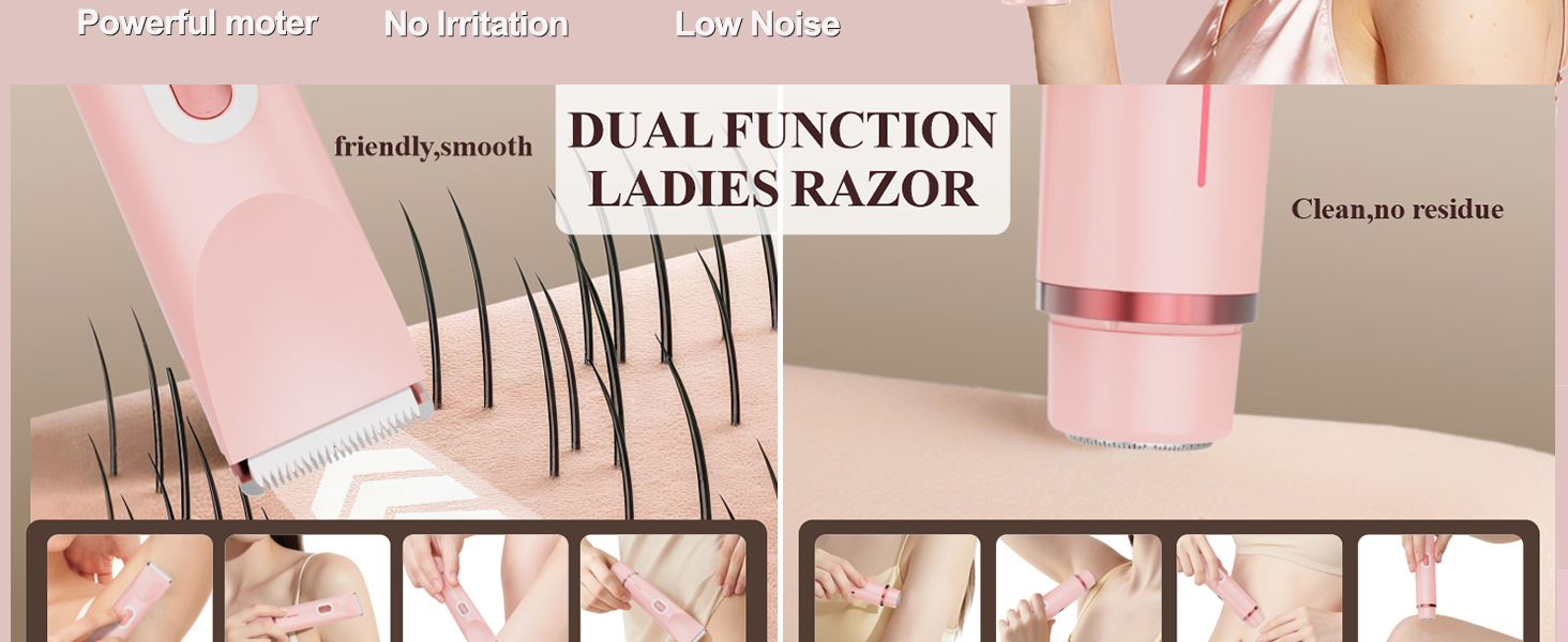 Woman using the electric shaver on her legs for smooth and convenient hair removal.