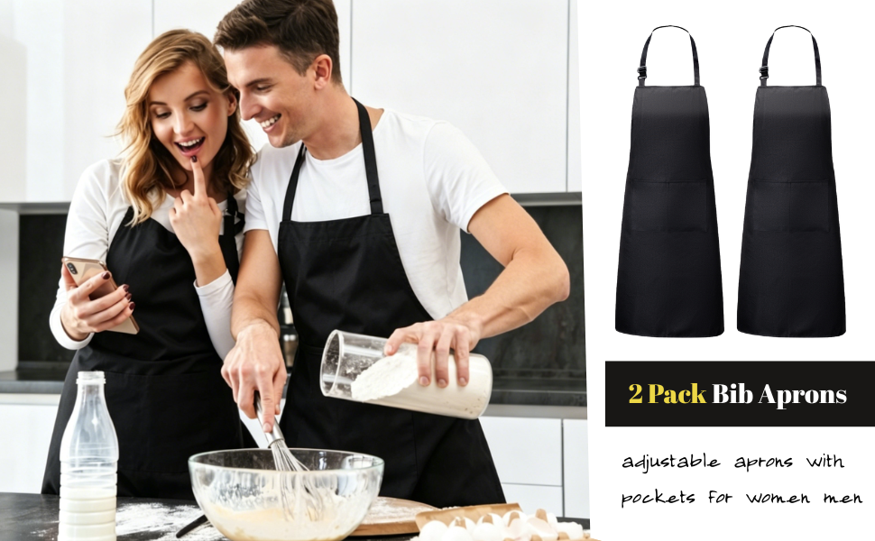 2 pack adjustable bib apron with pockets