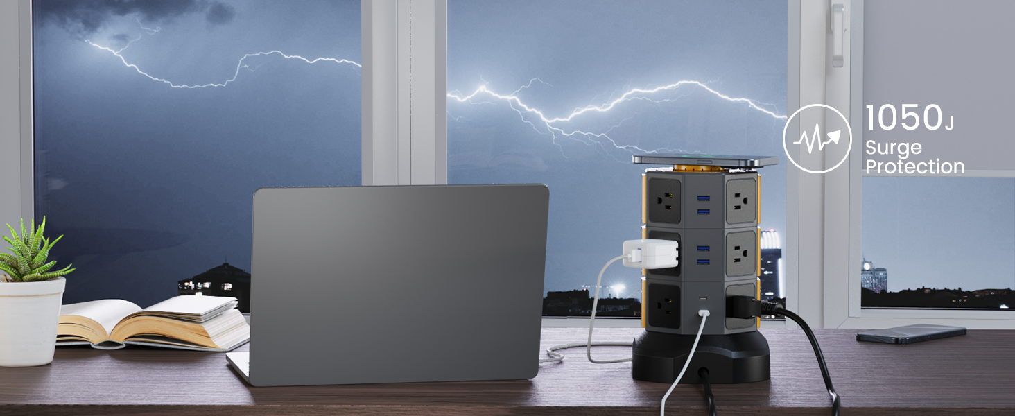 SUPERDANNY Power Strip Surge Protector Tower spave saving