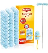 Tiumso 6FT Extendable Duster for Cleaning with Handheld Handle, 30 Refills | Compatible with Swif...