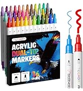 TEDECA 36 Colors Acrylic Paint Markers, Dual-Tip Acrylic Paint Pens for Fabric, Stone, Ceramic, G...