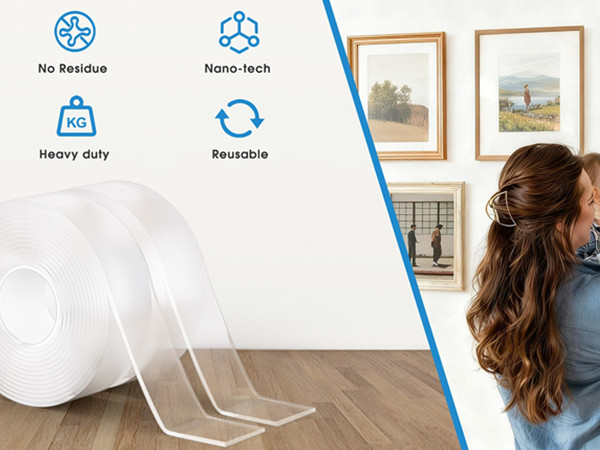 Double Sided Tape Heavy Duty, Nano Double Sided Adhesive Tape, Clear Mounting Tape Picture Hanging