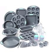 Tongjude 54 Pieces Silicone Baking Pans Set, 10 Silicone Cake Molds, Loaf Pan and Muffin Pans, No...