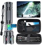 Hoxida Flashlights High Lumens Rechargeable - 1500 Meters Long Beam Super Bright LED Flash Light ...