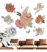 Flower Wall Decals for Living Room: Grass Plants Boho Floral Wildflower Wall Stickers - Bedroom S...