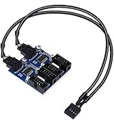 ELECTOP 4 in 1 Internal USB Splitter Cable, 9 pin USB Header Male 1 to 4 Female Extension Connect...