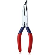 GOLD DEER 6 Inch Mini Bent Nose Pliers With Serrated Jaw - Jewelry Tool, Micro Angle Needle Nose ...
