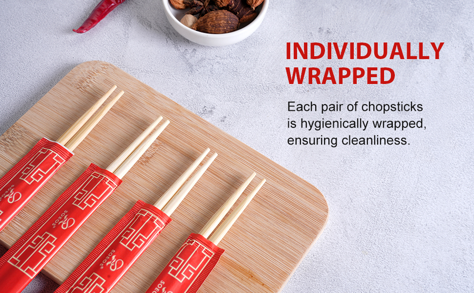 Soeos Premium Disposable Bamboo Chopsticks (Approx. 100 sets)