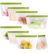 SPLF 8 Pack Stand-Up Reusable Half Gallon Freezer Bags Dishwasher Safe, Extra Thick Leakproof 1/2...