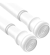 MEXAU 2Pack curtain tension rods 33 to 59 inches White tension rod curtain rods no drilling Anti-...