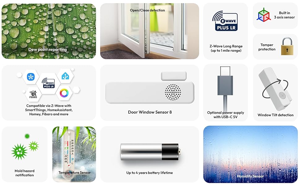 Door Window Sensor, Z-Wave Long Range, SmartThings, HomeAssistant, Z-Wave