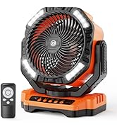 40000mAh Battery Operated Camping Fan, Rechargeable High Velocity Floor Fan, Auto Oscillation Rem...