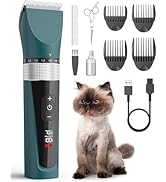 oneisall Cat Clippers for Matted Hair, 5-Speed Quiet Cat Grooming kit, Cordless Pet Shaver for Lo...