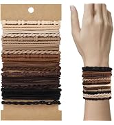 WantGor Boho Hair Ties, 20 PCS Hair Bands 4 Styles Bracelets Hair Ties 2.36inch Cute Ponytail Hol...