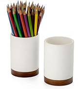 Pen Holder for Desk, Ceramic Pencil Organizer & Makeup Brush Holder, Office Decor and Desk Access...