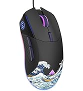 COSTOM G705 Wired Gaming Mouse Black, RGB Backlit PC Gaming Mouse with Adjustable 12000DPI/7 Prog...