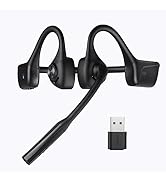 Smof Bone Conduction Headset with Microphone, with USB Dongle, Lightweight Bluetooth 5.1 Headset ...