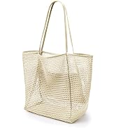 KALIDI Beach Mesh Tote Bag, Casual Tote Bag Hobo Women Foldable MAX 23L Shoulder Bag For Beach Pi...
