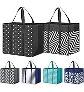 Fabtotes 6 Pack Reusable Grocery Bags 35L Large Capacity Shopping Bags Heavy Duty Reusable Bags f...