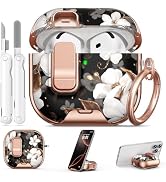 Polislime for AirPods 4 Case, with Safty Lock & Phone Stand for Floral AirPods 4th Generation Cas...