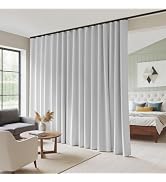 RYB HOME 100%Blackout Sliding Door Curtain, Back Tab&Rod Pocket Extra Wide Room Divider Curtain w...