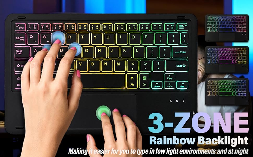 3-zone backlight keyboard with trackpad