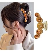 Large Pearl Hair Claw Clips Amber Color Blending Pearl Hair Clips for Thick Long Nonslip Jaw Clip...
